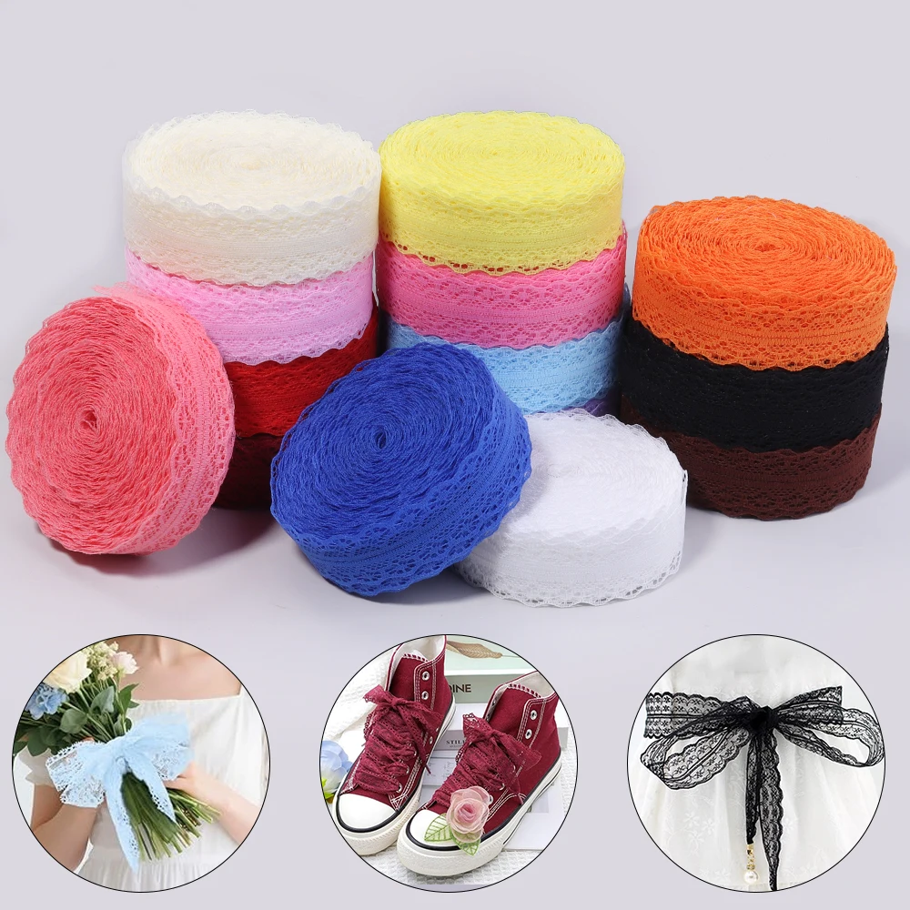 20yards/lot 28mm Non-Stretchy Lace Ribbon String Gifts Wrapping Tape For DIY Choker Bows Shoelace Clothes Sewing Decoration