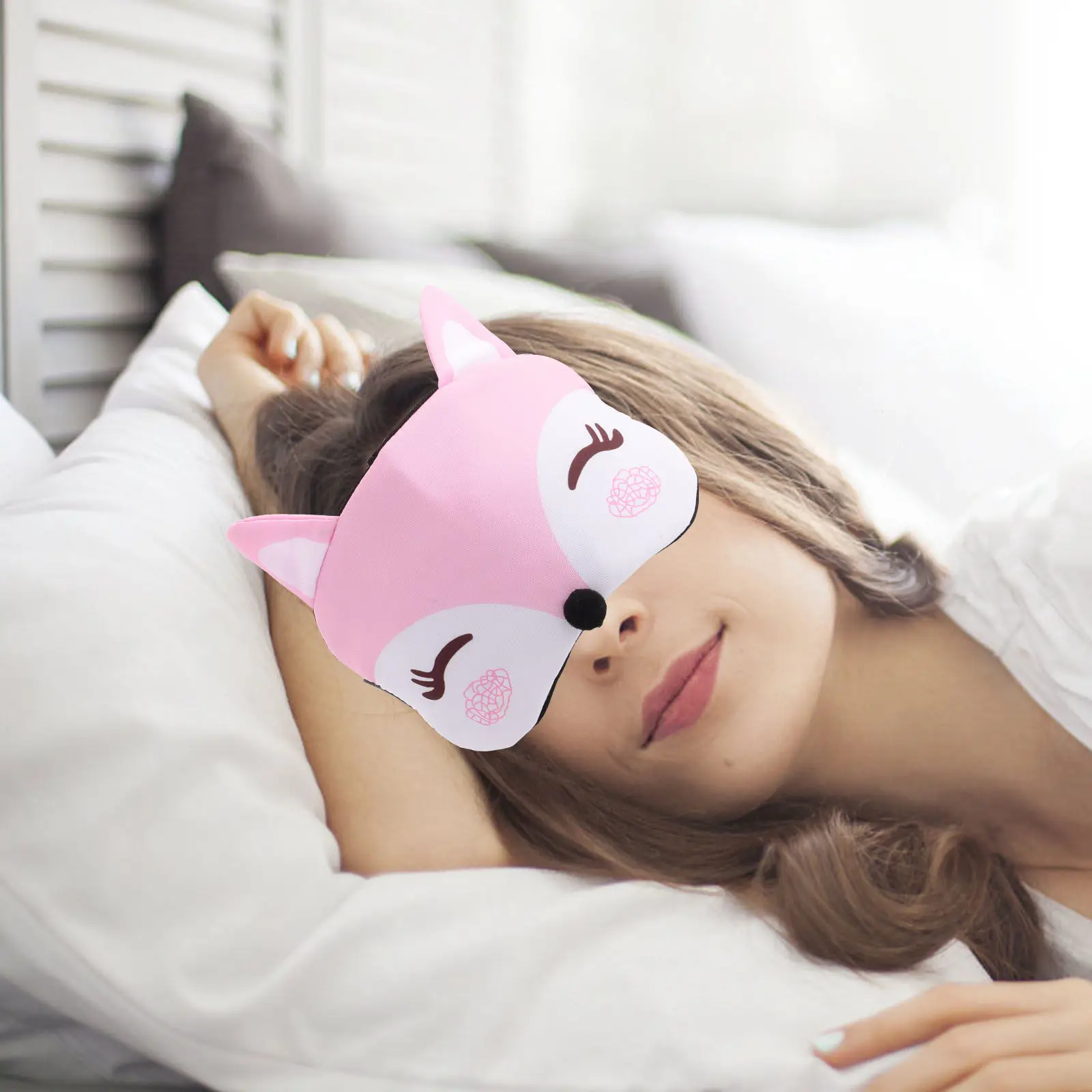 2Pcs Kids Sleep Mask Fox Design Cartoon Animal Eye Mask Soft Comfortable Light Blocking Adjustable Strap for Sleeping Naps