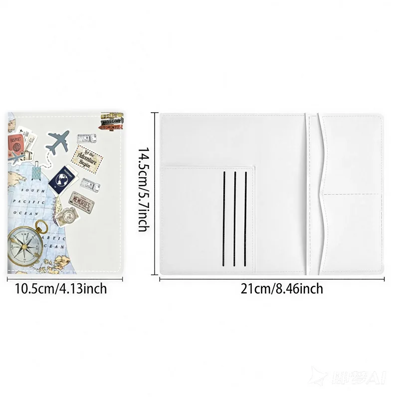 

Pu Leather Passport Holder Vintage Travel Map Printed Protection Wallet Slim Card Organizer Aesthetic Adventure Case Pack