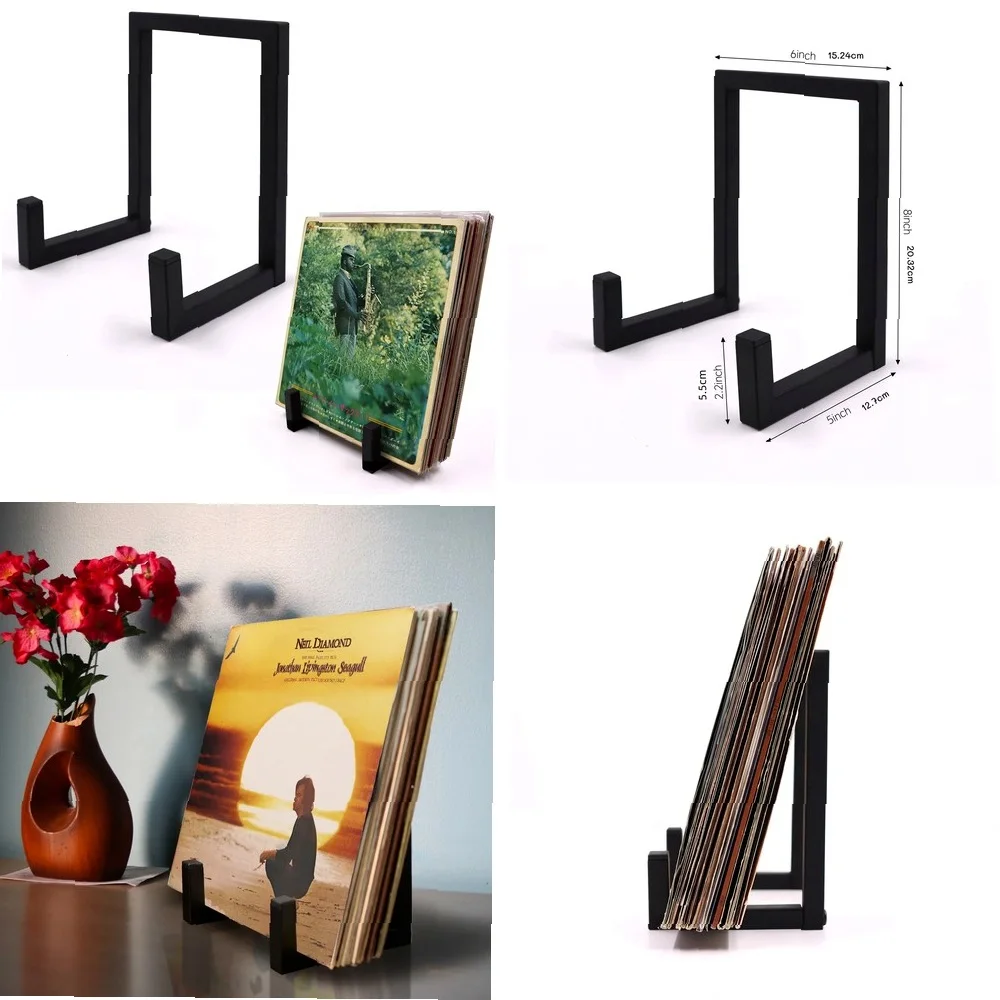 

Metal Vinyl Record Stand, Retro Minimalist Tabletop LP Display Holder & Organizer for Small Record Storage