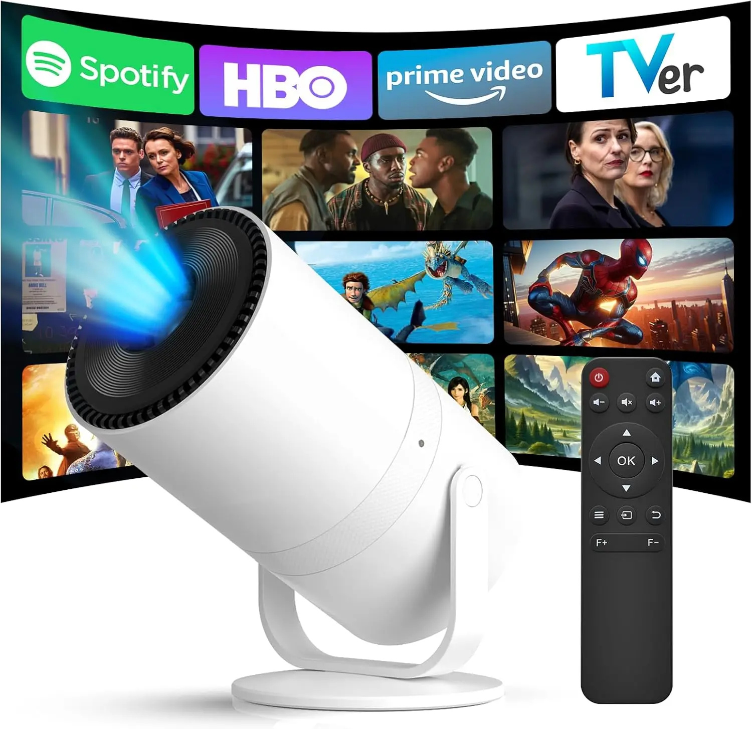 

Mini Projector with WiFi & Bluetooth, 1080P Electric Focus, Android 12, Auto Keystone, Dolby Sound, 180° Rotation, HDMI/USB