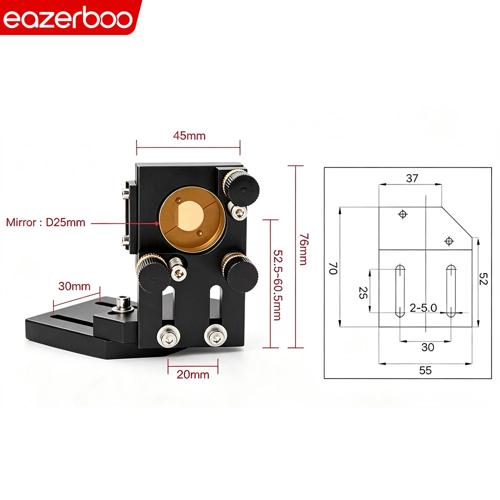 CO2 Laser Cutting Head Assembly, Focusing Lens Barrel Reflective Mirror Frame For Laser Engraving Machine Optical Path