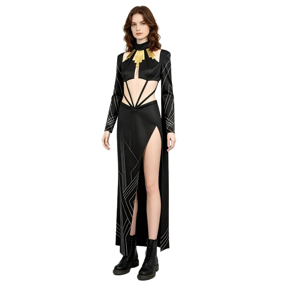 Game Clair Obscur Cosplay Lune Dresses Clothing Women Party Disguise Roleplay Female Halloween Costume Carnival Outfits Suits - view 2