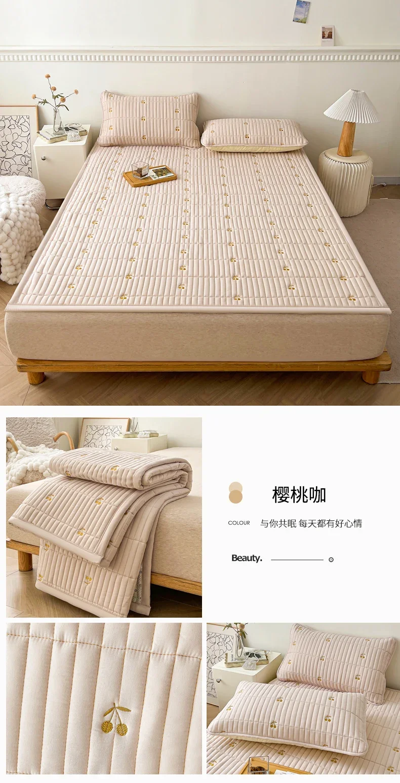 Spring Autumn Comfortable Durable Mattress Toppers Soft Breathable Soybean Fiber Filling Bed Pads Keep Warm Quilted Mattress Pad