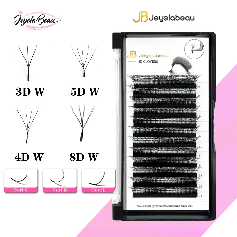 W Shaped Bloom Lashes Hand-woven 3D 4D 5D 8D Pre-made Fans Eyelashes Extensions 12 Rows Natural Soft Professional Lash Supplies