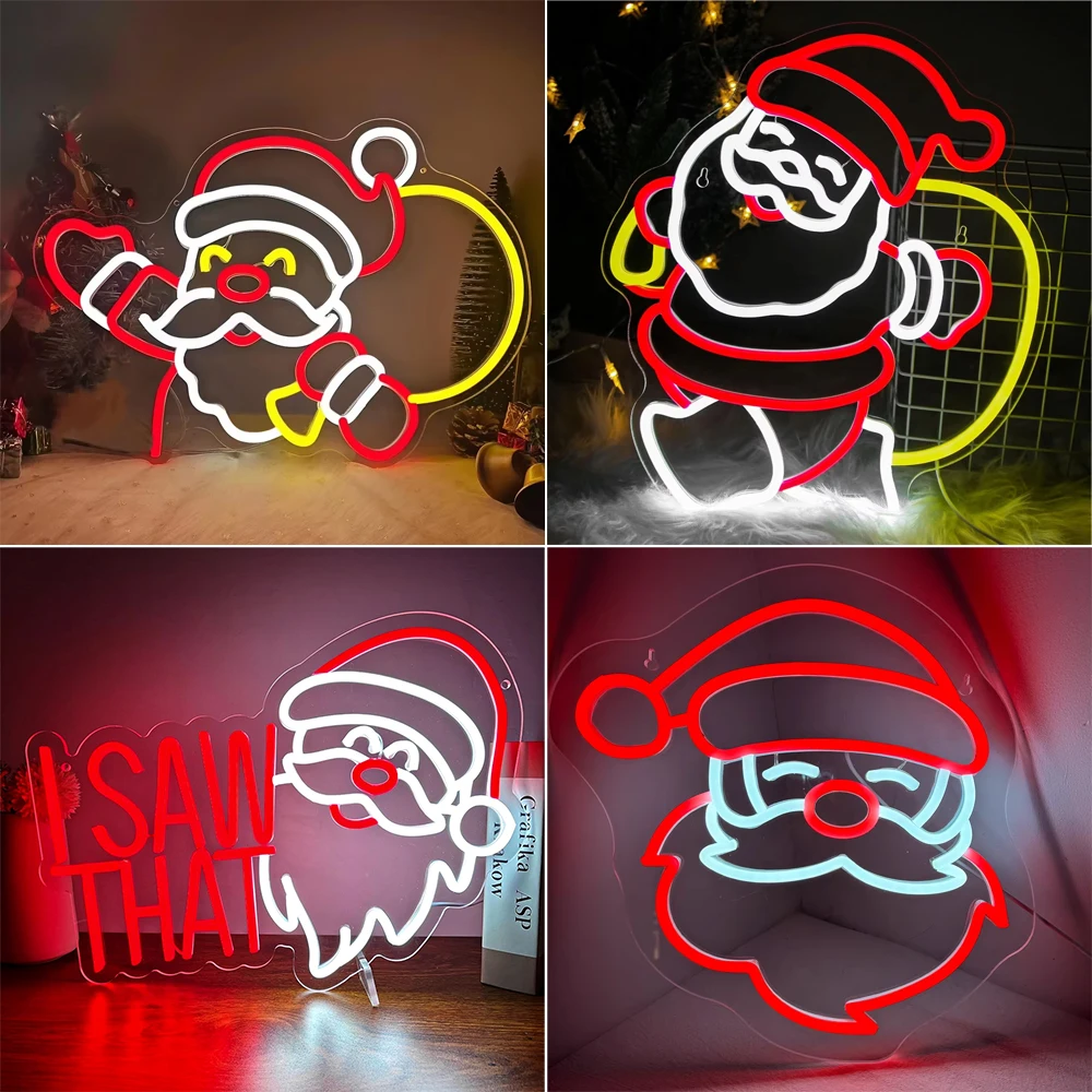 

Santa Claus Neon Sign Led Light Up Sign For Wall Decor Xmas Christmas Room Decoration Dimmable Neon For Home Party Shop Gife USB