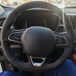 Customization Car Steering Wheel Cover Accessories Hand Sewing Suede Leather Non-Slip For Renault Megane 4 Kadjar Koleos