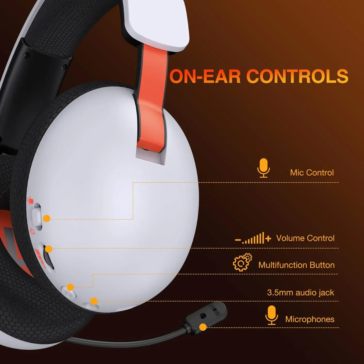 2.4GHz Wireless Gaming Headset for PS5, PS4, PC, Phone, 2.4G 3.5mm Wired Bluetooth Headphone with Noise-canceling Mic