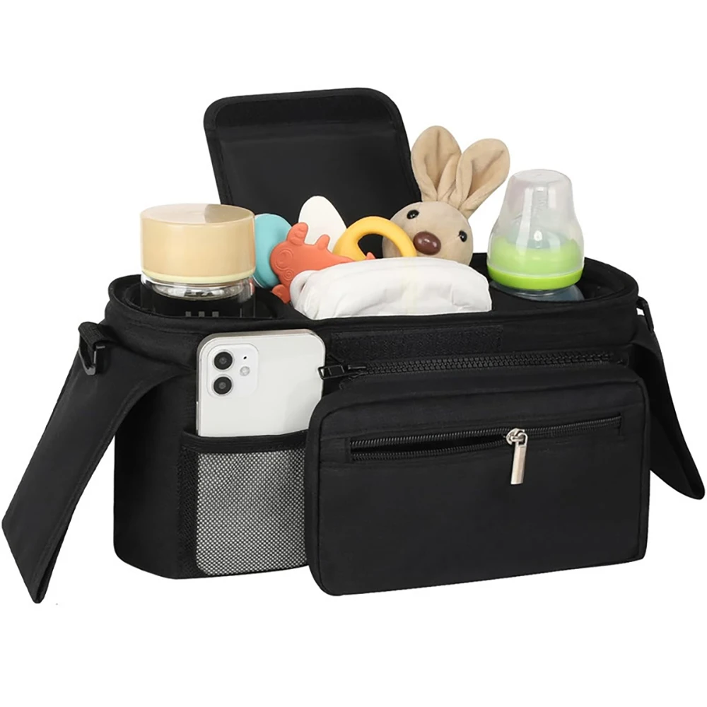 Baby Diaper Bag On Stroller Outdoor Waterproof Tear Resistant Multi Layer Storage Detachable Shoulder Strap Mommy Bag view 5