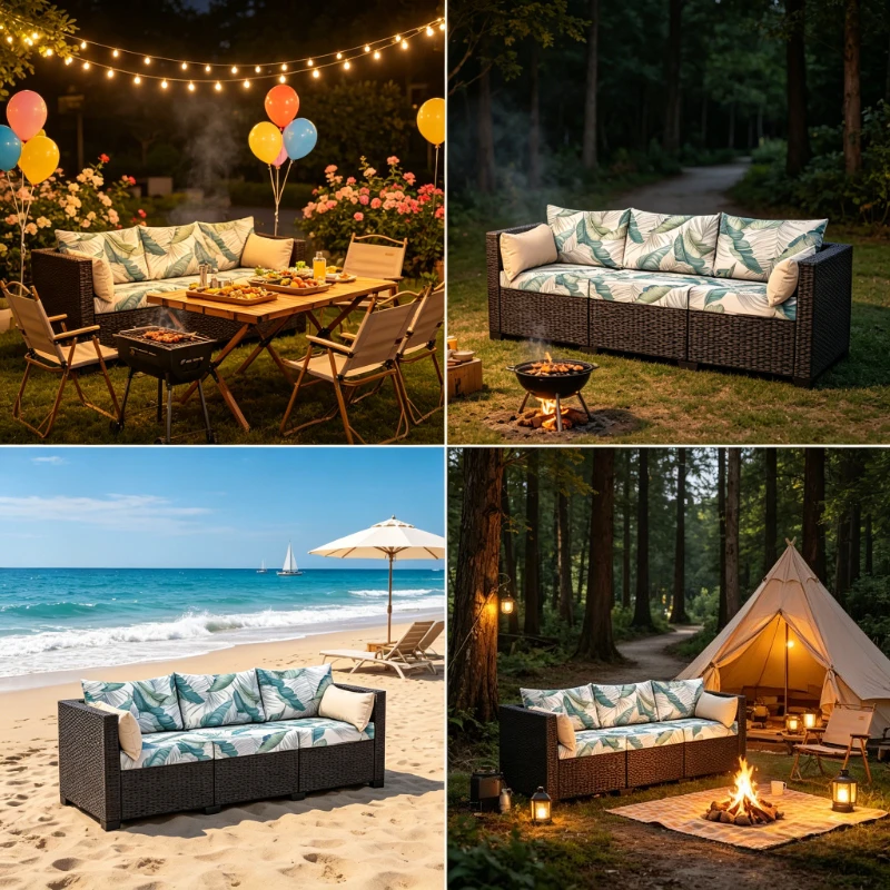 Tropical Printed Outdoor Sofa Cushion Cover Stretch Elastic Patio Couch Slipcover Furniture Protector for Garden Balcony Terrace