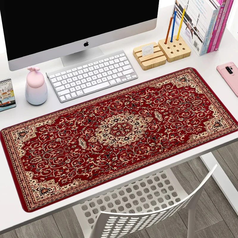 Large Mouse Pad Beautiful Oriental Persian Pattern Desk Mat Control Pads Vintage Table Carpet Non-slip Rubber Desktop Home Decor