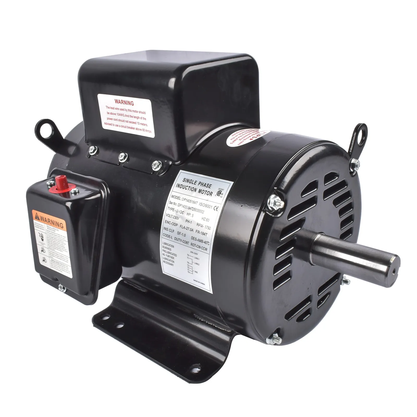 

AP01 For 5 HP Air Compressor Electric Motor 184T 208-230V Single Phase 1750 RPM 1-PHASE