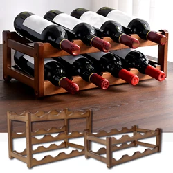 2/3 Layer Wooden Wine Rack Wine Bottle Storage Rack Wobble Free Bottle Storage Stand Shelf for Kitchen Countertop Pantry Saloon