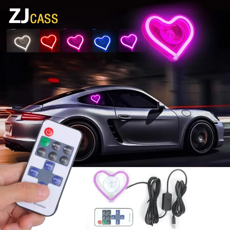 

Светодиодный неоновый свет Автомобильное треугольное окно, любовный свет, подсветка заднего окна, внутреннее украшение, USB-проводка, бесплатный окружающий свет