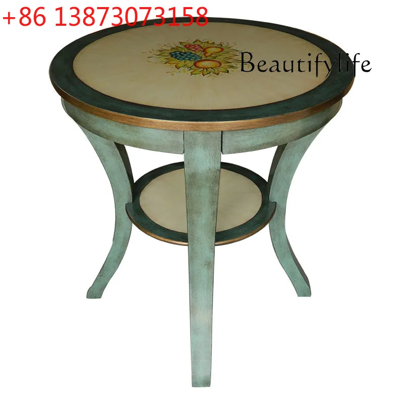 

Чайный столик для отдыха в средиземноморском стиле, американский ретро-окрашенный диван, приставной столик, современный простой маленький обеденный стол