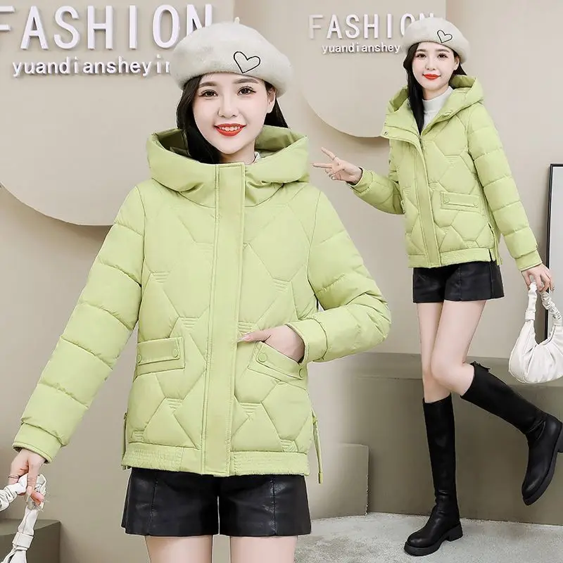 Hooded Short Cotton Jacket for Women 2026 Autumn/Winter New Korean Edition Fashion Warm Cotton Jackets Female Thick Casual Coat