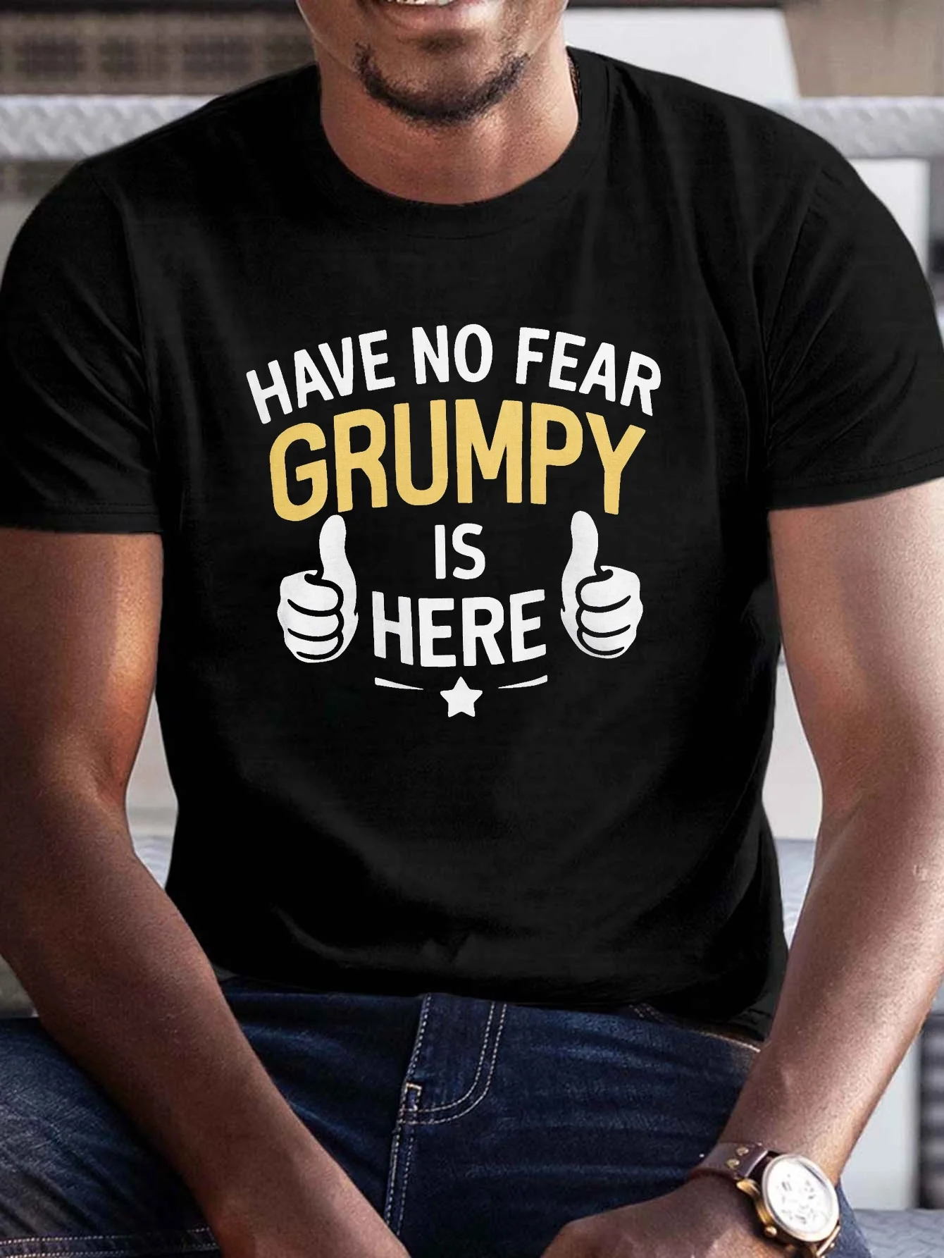 تي شيرت صيفي كاجوال للرجال - "C'est officiel، Je suis le genre preferé" تصميم الابن المفضل الفرنسي، أسود P #1