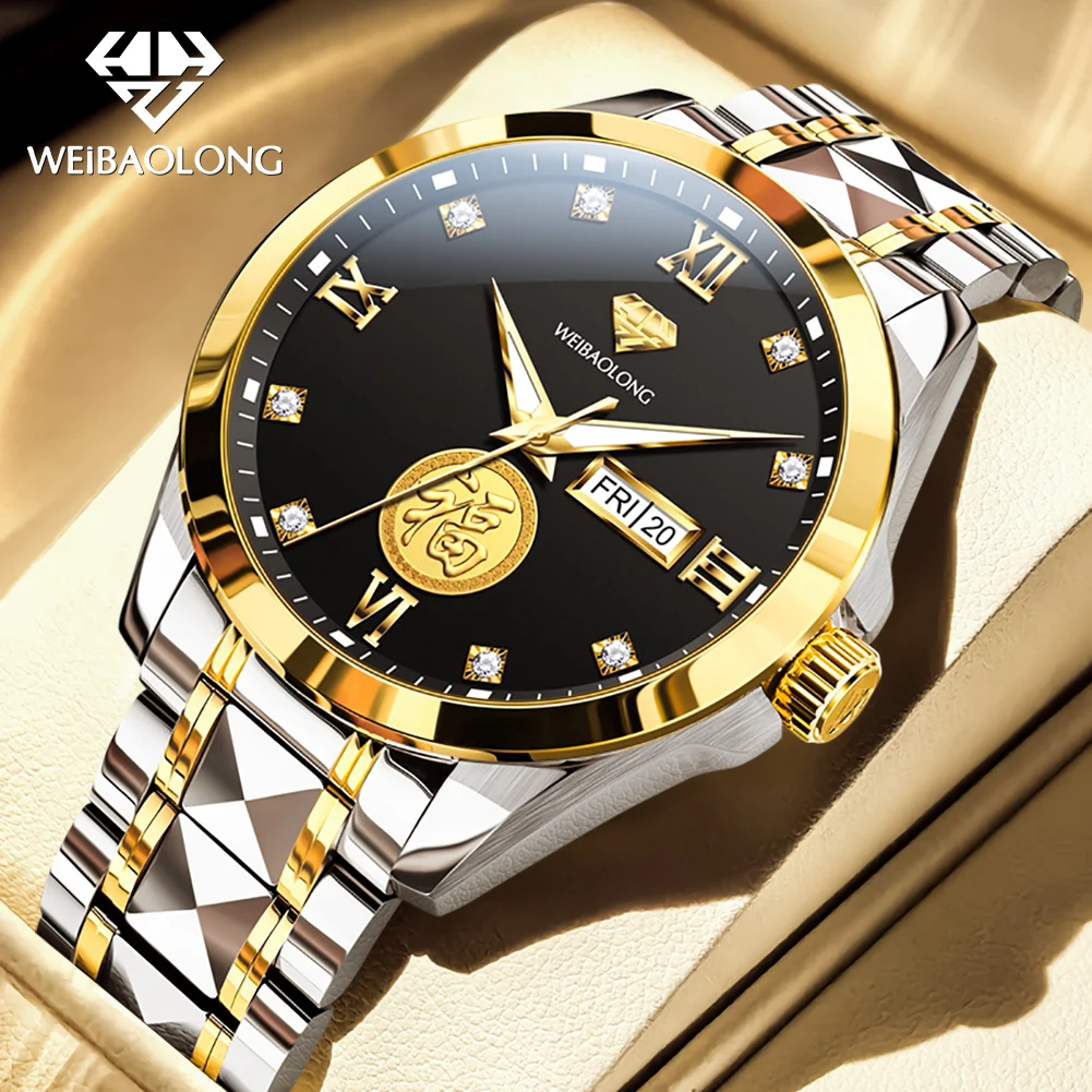 

WEIBAOLONG 3805 Men Watch Imported Automatic Movement Mechanical Watch for Men High end Genuine Gold Diamond Wristwatches