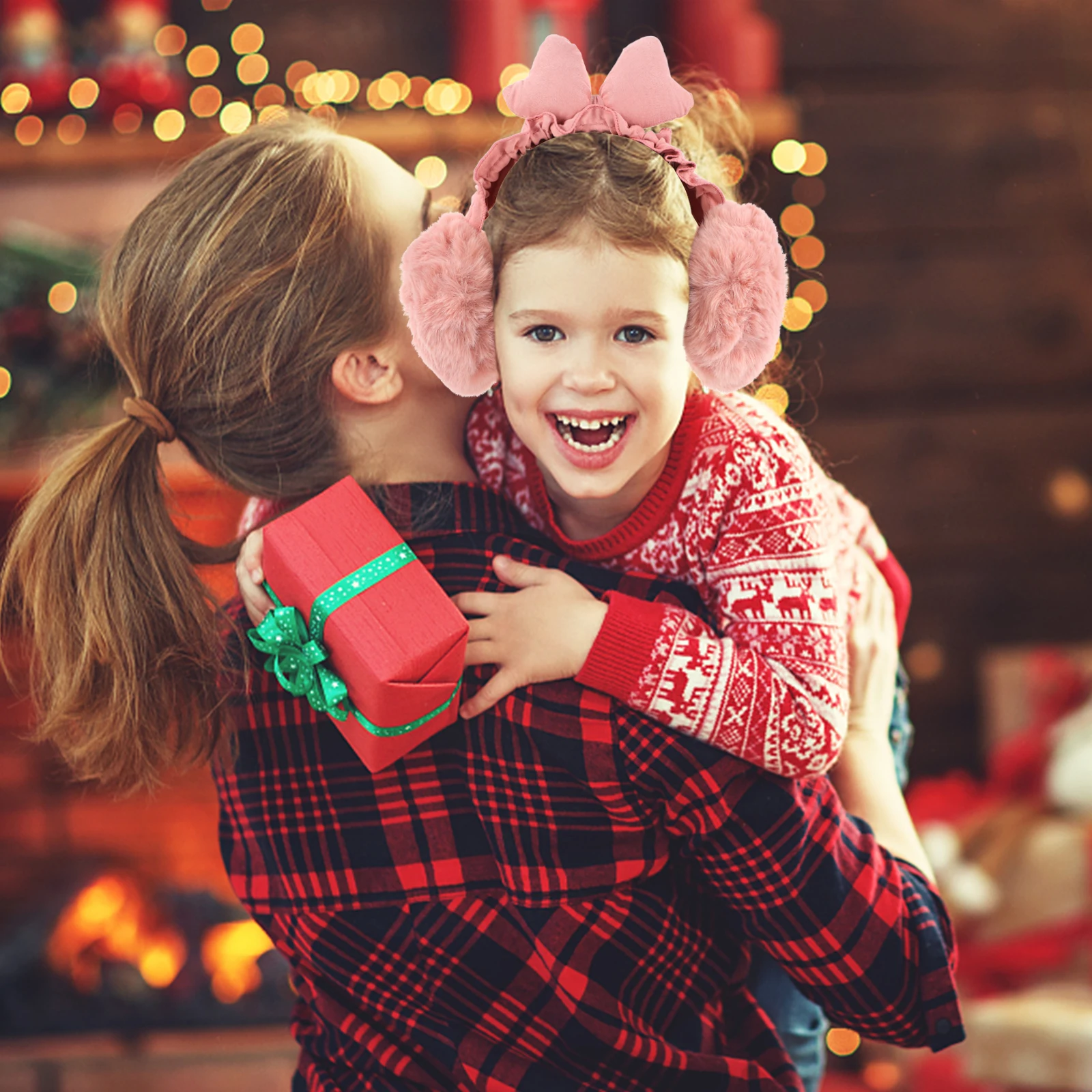 1 قطعة القوس فروي شتاء دافئ حماية الصقيع مقاومة في الهواء الطلق يمكن ارتداؤها الدافئة سدادات حماية الأذن غطاء للأذن للنساء