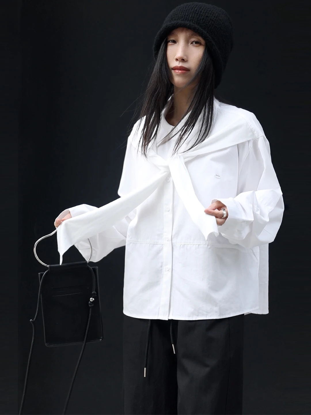 

Белая хлопковая рубашка весна 2026: повседневная, свободного кроя, с защитой от солнца, укороченная, универсальная, комфортная, дышащая женская блузка