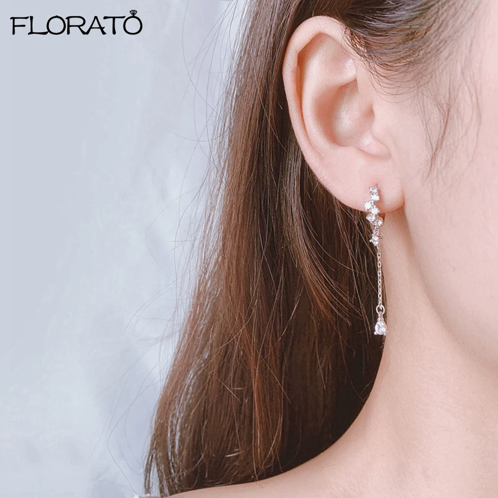 925 Sterling Silver Needle Fashion Metal Chain Long Earrings 2023 Gold Tassel Hoop Earrings for Women\'s Wedding Jewelry Gift