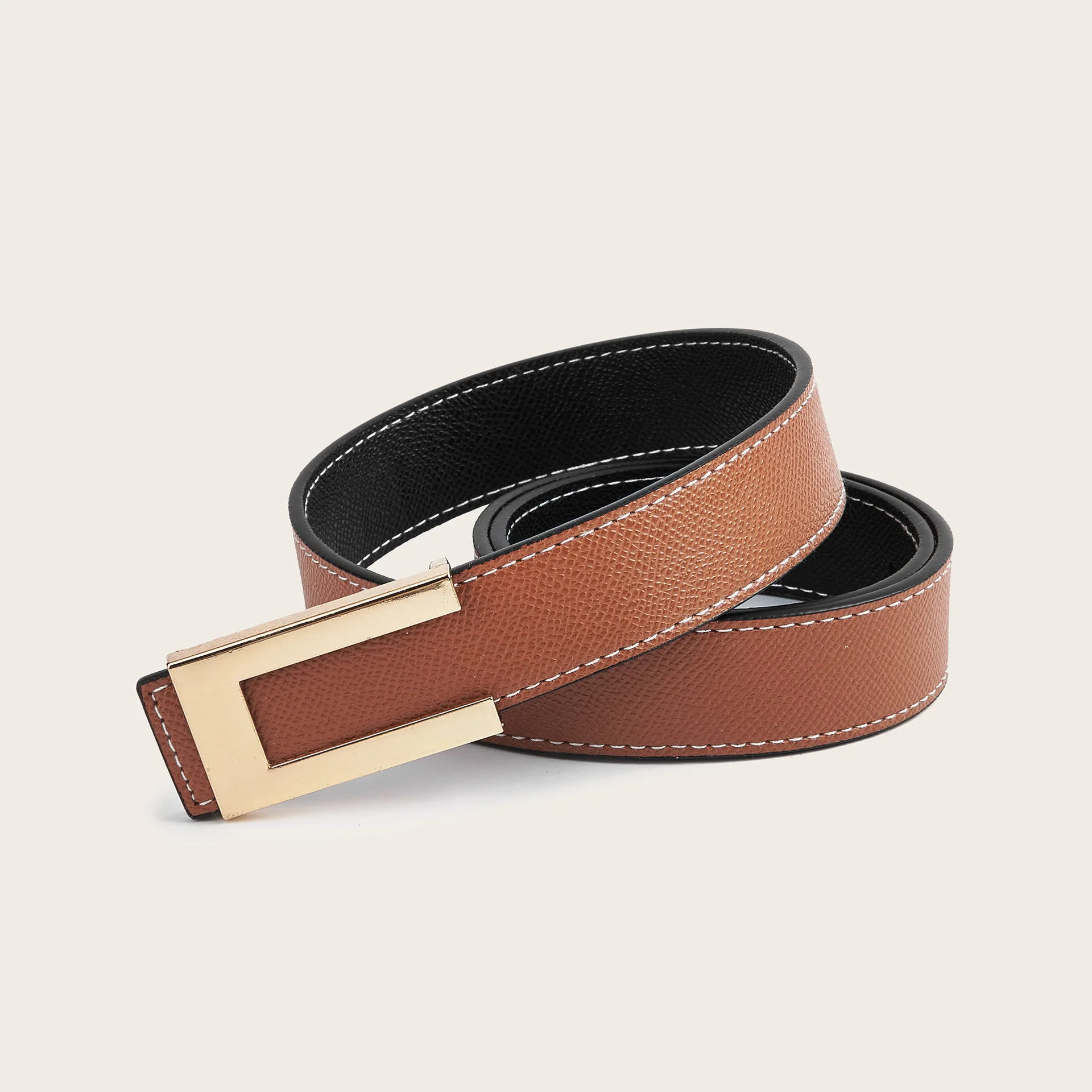 Nuevo cinturón de cuero con hebilla dorada de lujo para mujer, cinturones finos de Metal de piel de vaca a la moda, cinturones blancos y negros, pretina para vestido vaquero para mujer