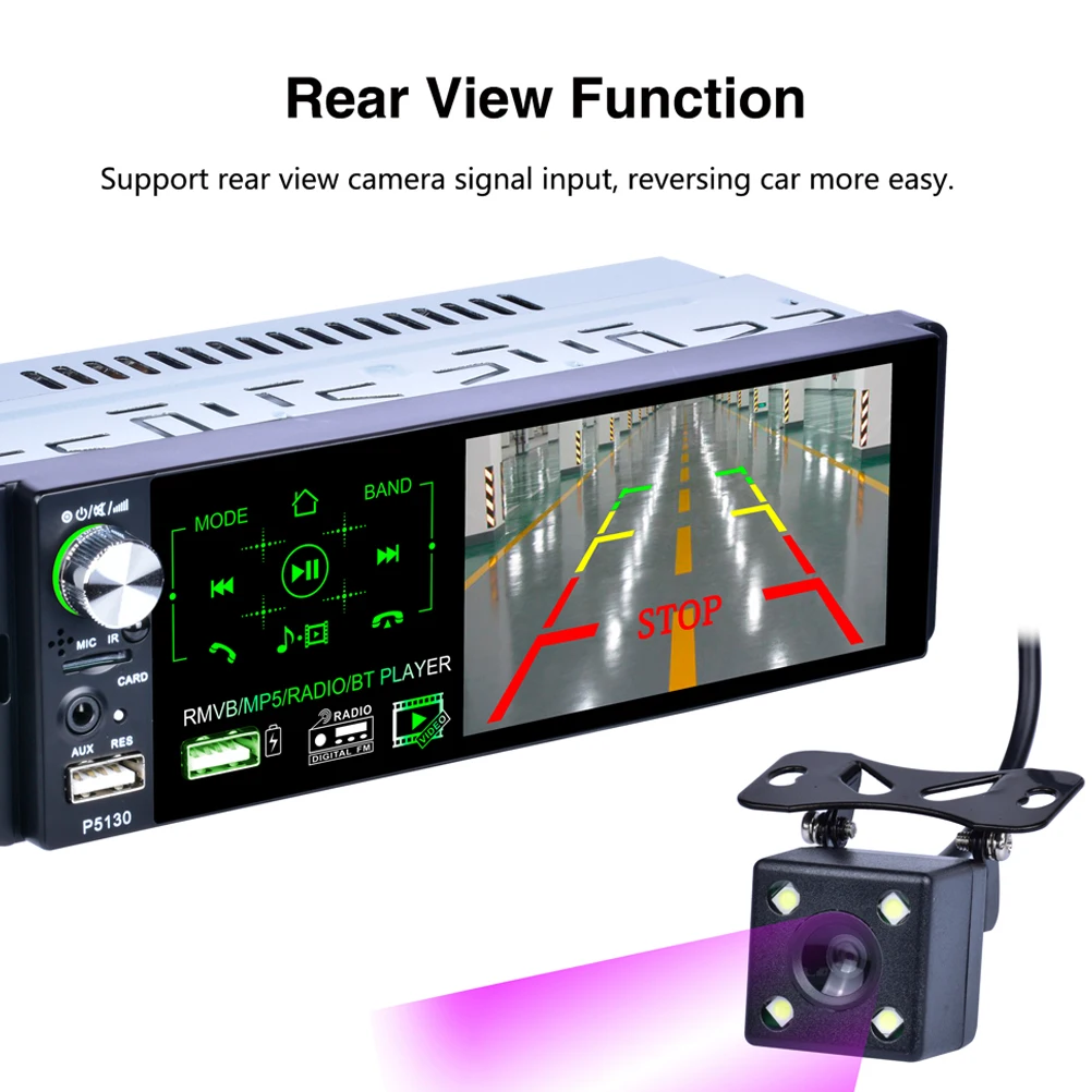 

4.1 Inch Full Touch Dual Usb Mp5 Player Car Stereo Receiver Thermometer Rear View Fm Radio Function Durable Vehicle-Mounted