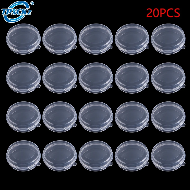 10/20Pcs Transparent Plastic Boxes Round Fishhook Pearl Button Storage Organizer Case Dustproof Durable Jewelry Container