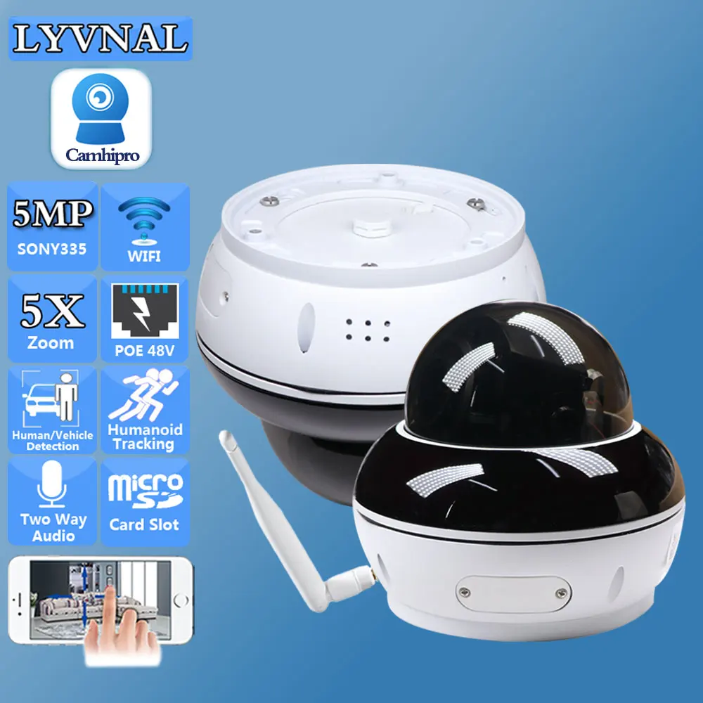

SO-NY335 HD 5MP Wireless Security IP Camera WIFI PTZ Dome 5X Optical Zoom Auto Human Tracking Two Way Audio IR Night Version
