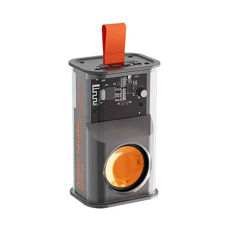 透明メカワイヤレス Bluetooth スピーカーポータブル小型ステレオサブウーファー K08 屋外ギフト FM ラジオ TF TWS 相互接続