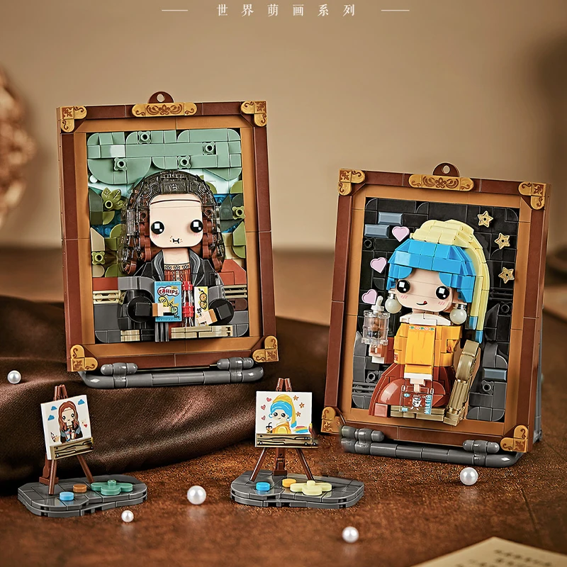 LOZ Creative World Famous Classic Pixel Painting Model Mini Building Blocks MOC Girls Friends Cute Character Puzzle Toys Gifts