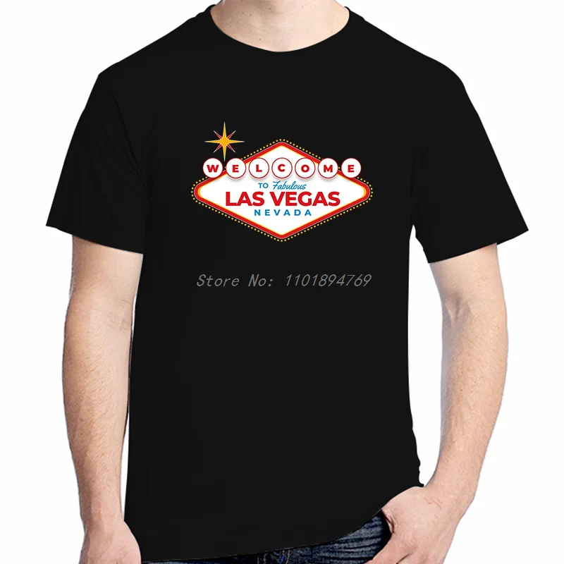 Velocitee Mens Las Vegas Sign Cotton T-Shirt Sin City Gambling Nevada Usa America Fashion Graphic T Shirts Short Sleeve T-Shirt