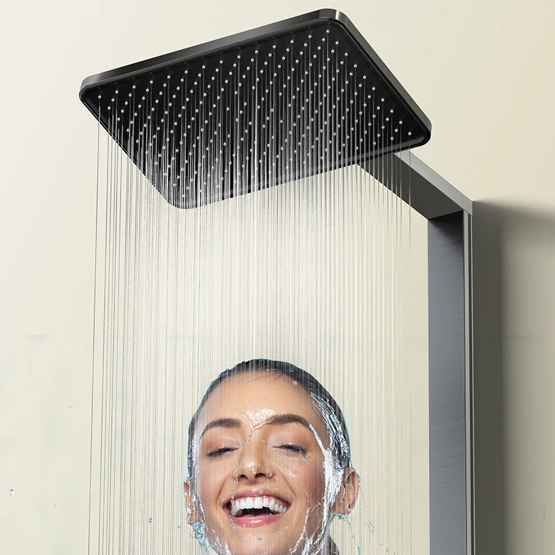 LED Digital Back Shower Set para banheiro, Misturador termostático a frio quente, Sistema de chuveiro ambiente, Banheira, Montagem na parede, Torneiras de banho quadradas