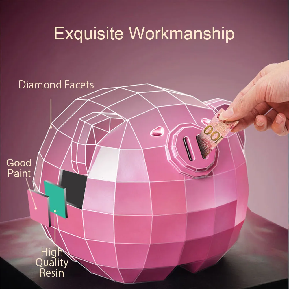Safe Box Large Capacity Geometric Pig Hidden Safe Money Cash Storage Tank Adult Children Piggy Bank Household Saving Bank Box