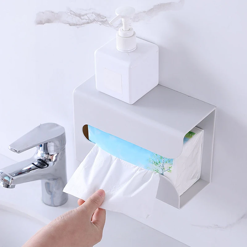 Wall Mounted Tissue Box Waterproof Self Adhesive Napkin Holder Home Disposable Gloves Storage Box Kitchen Paper Organizer Case