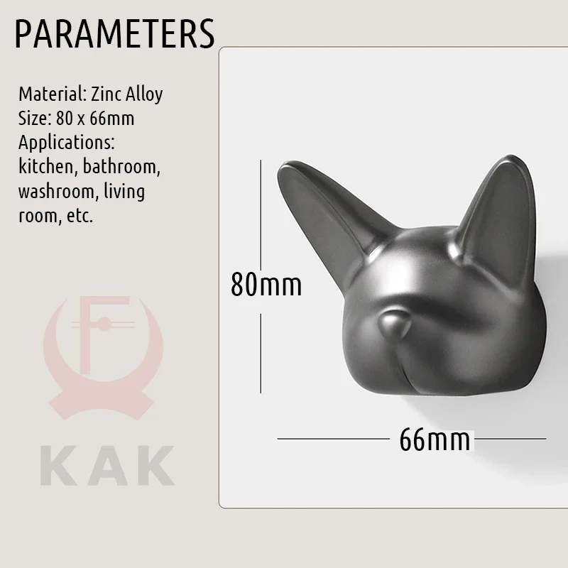 KAK Bulldog Design Wall Hanging Hooks Coat Hook Bag Hat Rack Rackers Zinc Alloy Wall Decorations for Kis Hardware Fittings