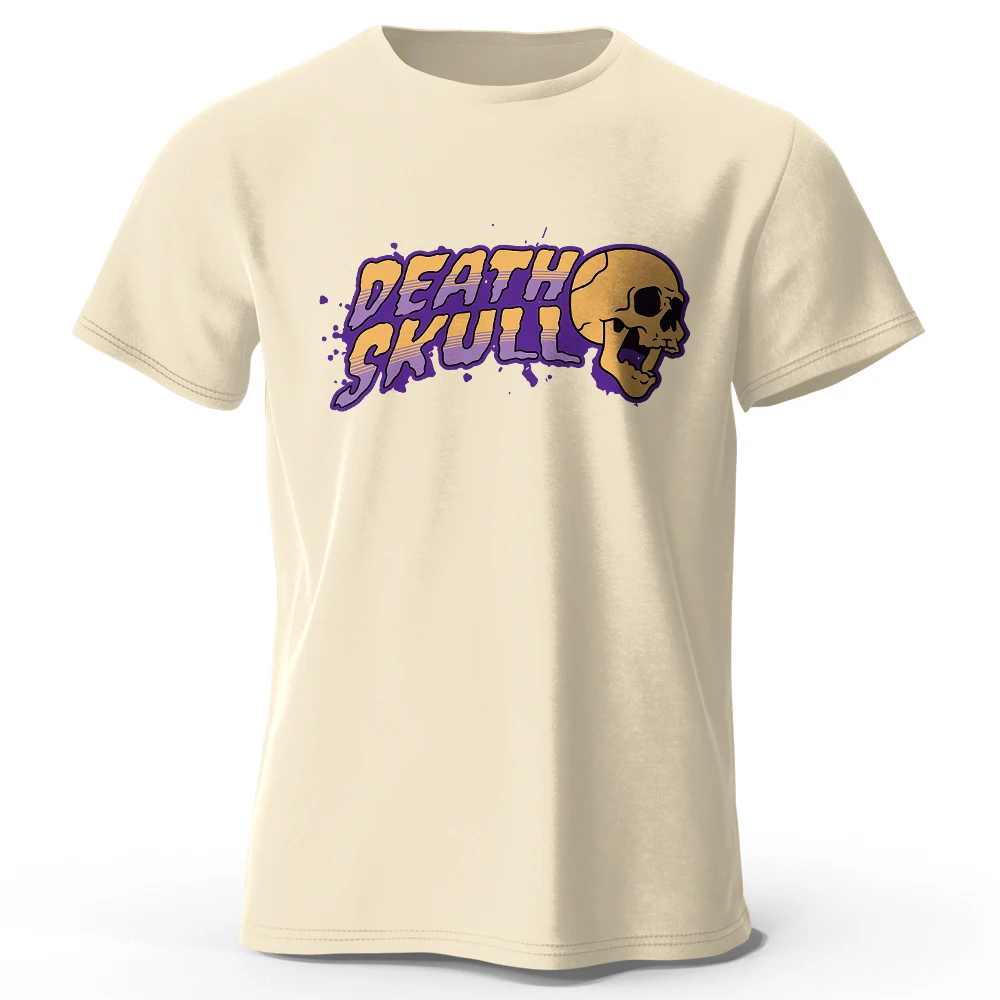 Death Skull Bedrucktes T-Shirt aus 100 % Baumwolle, übergroße Gothic-Grafik-T-Shirts für Männer und Frauen, Sommer-Tops, Punk-Streetwear