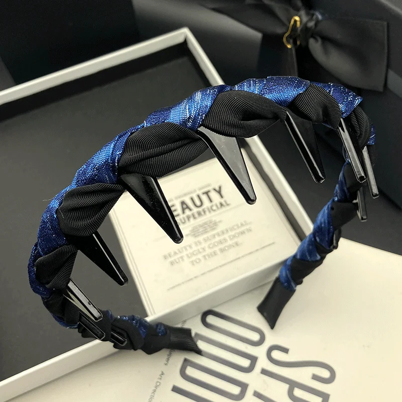 

Узкая повязка для волос с цветовыми блоками и зубчатым краем, женская, противоскользящая, для укладки и мытья головы