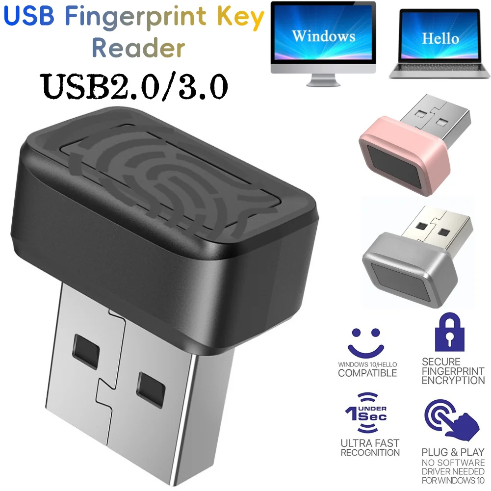 USB Fingerprint Reader USB2.0/3.0 for Windows 7 8 10 11 Biometric Scanner Password-free Unlock Module Laptop Key for PC Security
