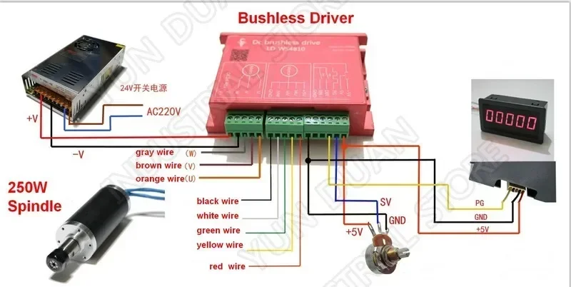 Husillo eléctrico de LD42WS-250w, motor husillo sin escobillas alta velocidad, máquina grabado pcb, cuentas para carpintería