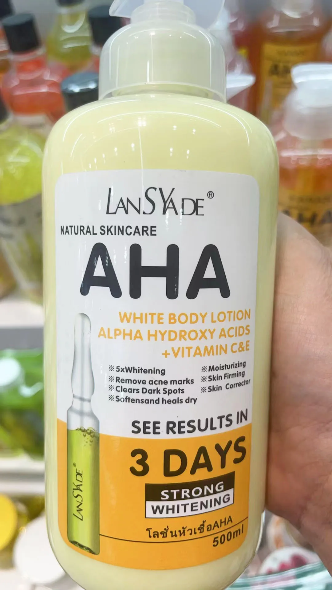 

AHA & Vitamin Body Lotion 500ml, Gently Exfoliates + Brightens with VE for Smooth Hydrated Skin