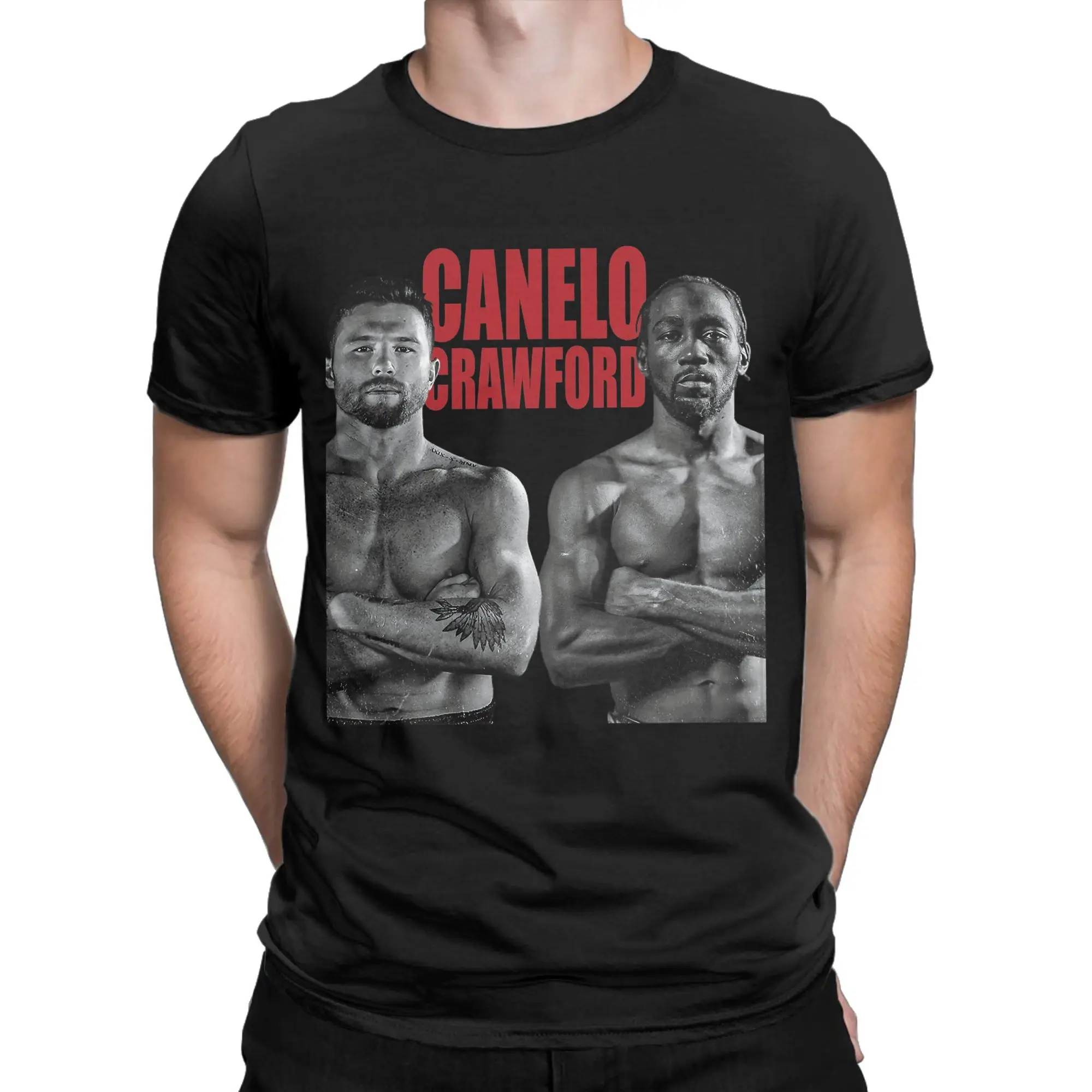Men's Canelo vs. Crawford T Shirt  Pure Cotton Clothes Funny Short Sleeve Crewneck Tees Plus Size T-Shirt