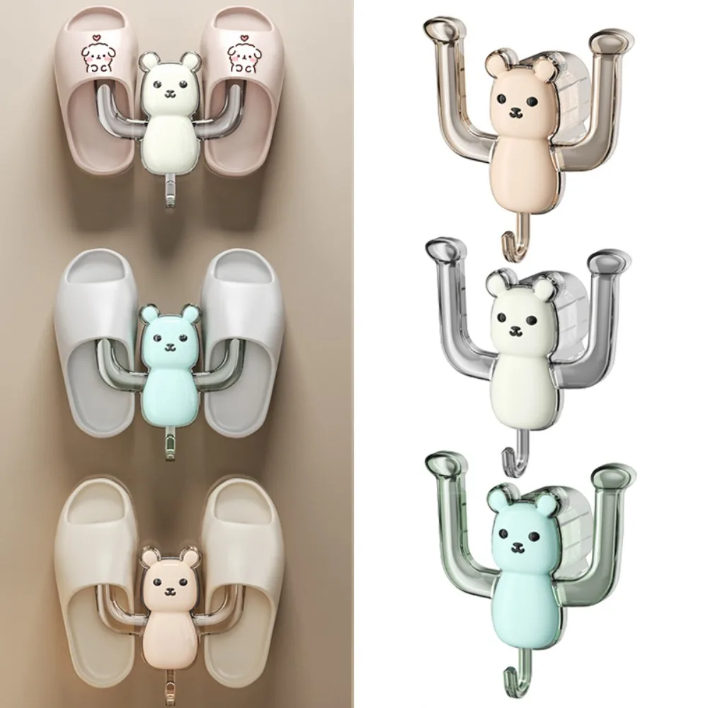 New ABS Bathroom Slipper Rack Punch-free Wall Mounted Slippers Hanging Shelf Space-saving Reusable Toilet Shoes Rack Bathroom