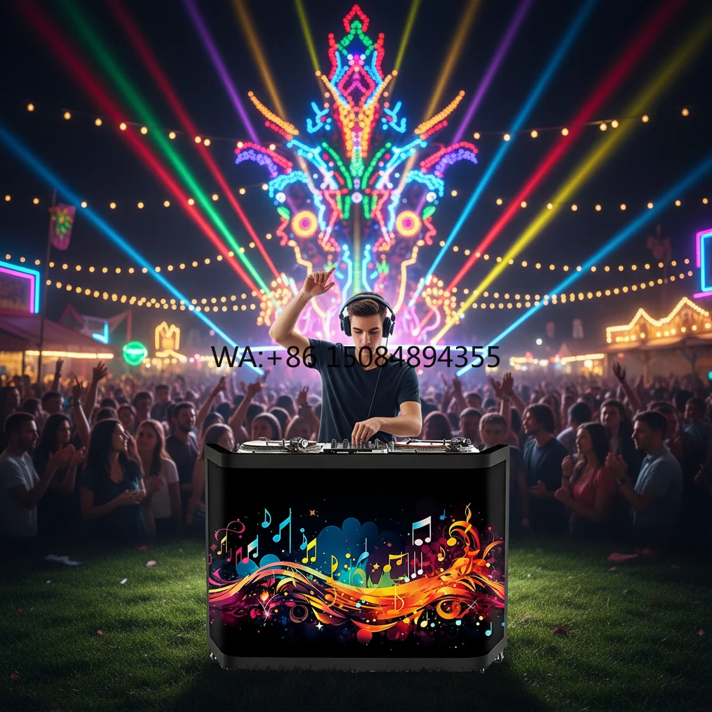 Factory Custom Foldable Dj Booth Led, Cabina Dj Plegable, Mesas Para Dj for Party Festival Disco Bars Club