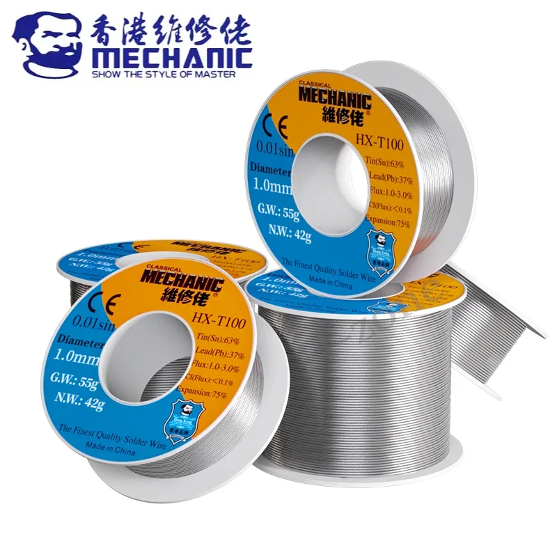 

MECHANIC HX-T100 55g Mild Rosin Core 183℃ Melting Point 0.2mm-1.2mm High Purity Solder Wire Welding Flux 1-3% Iron Cable Reel