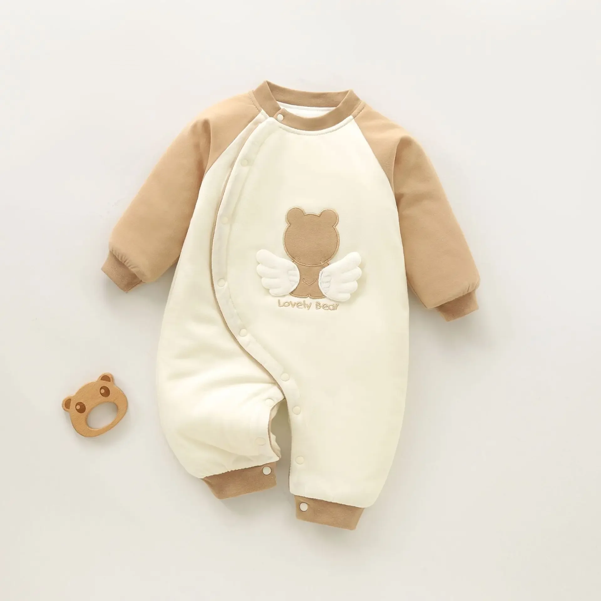 Newborn baby clothes one-piece clip cotton baby jumpsuit climbing suit winter warmth thickened cotton jacket autumn clothing