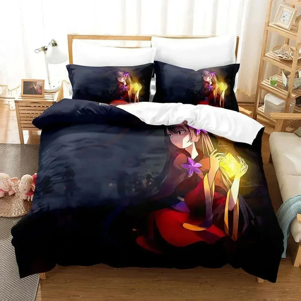 ثلاثية الأبعاد طباعة أنيمي Pixiv فانتازيا T طقم سرير طقم سرير مطبوع مع المخدة غطاء لحاف السرير لينة الملكة الملك الحجم المفارش المنزل #4
