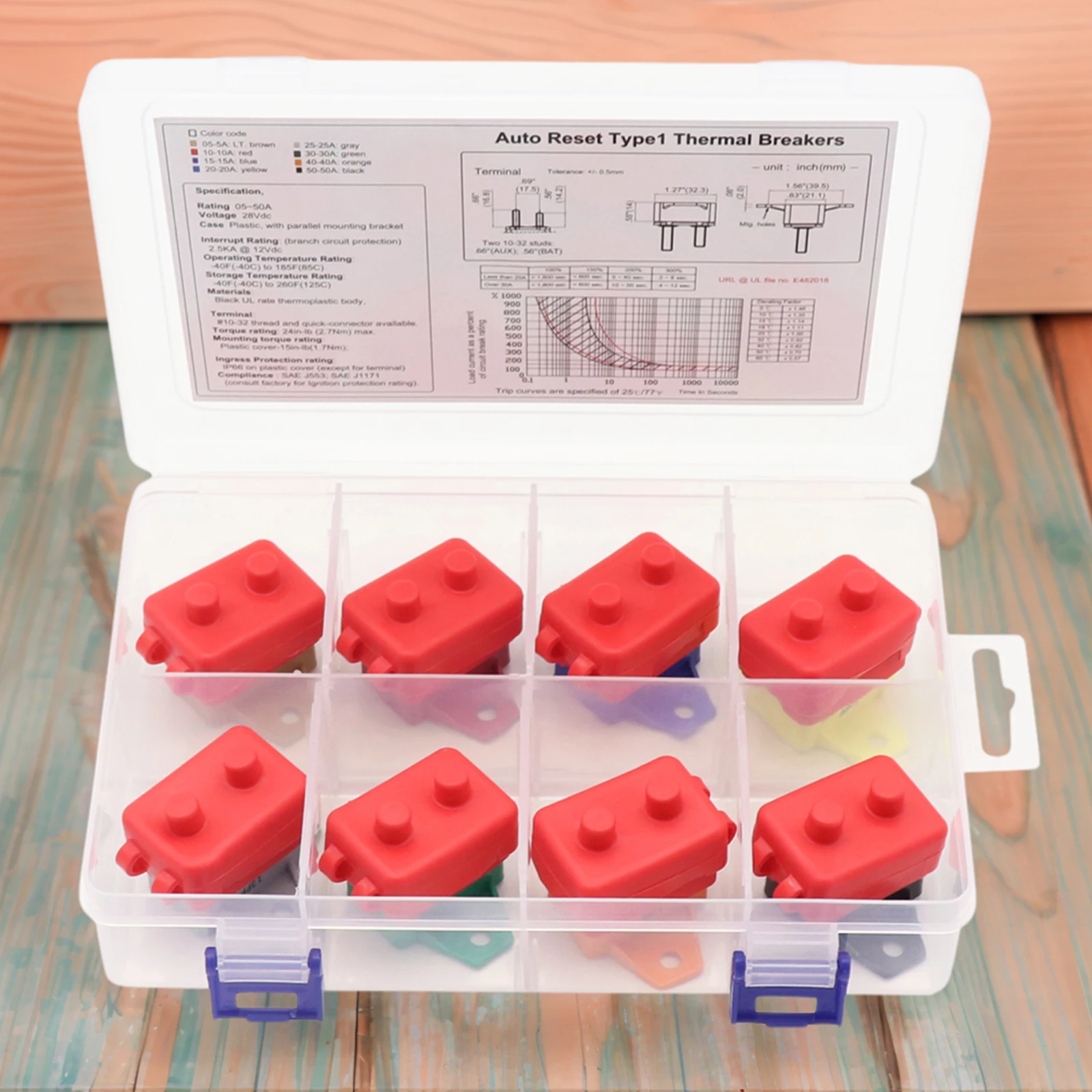 

5-50A Car Overcurrent Protector 5A 10A 15A 20A 25A 30A 40A 50A Stud Bolt Car Circuit Breaker Automatic Reset Circuit Breaker