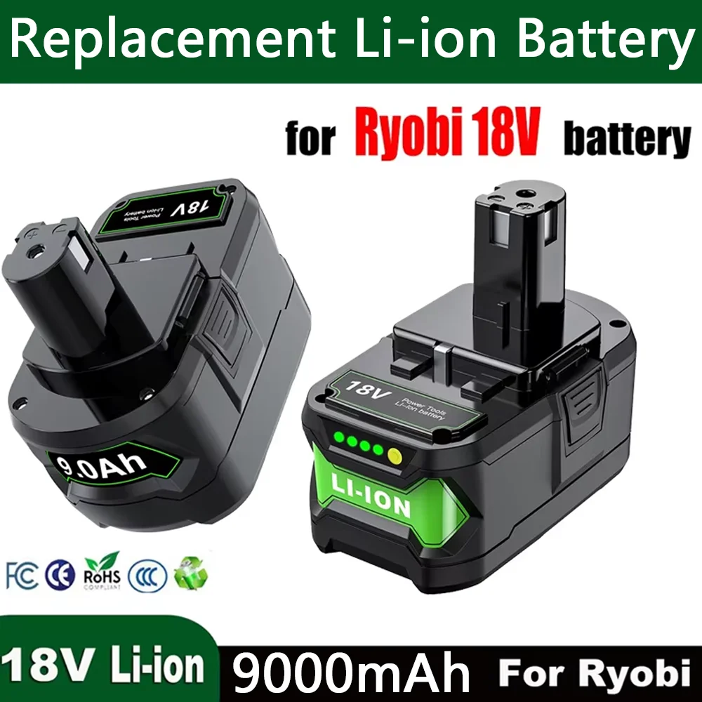 18V 9000mAh for Ryobi P108 Battery Replacement Li-ion Battery P108 P102 P103 P104 P107 BPL1820 RB18L50 Power Tool Baterry