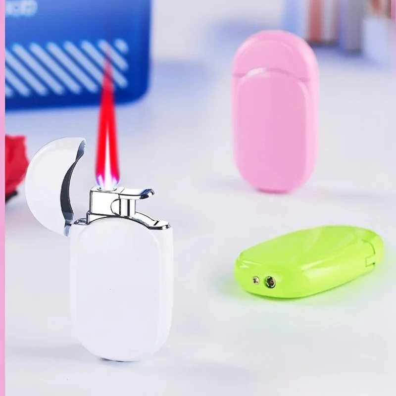 New Creative Mini Windproof Blue/Red Flame Lighter Metal Butane Gas Portable Body Lighter Smoking Accessories Gift 2026 New